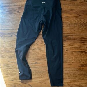 Victoria Secret Pink Black Leggings size Large with side pockets, excellent